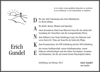 Traueranzeige von Erich Gundel von Pegnitz-Zeitung